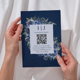 Cartão De Informações Dusty Blue Marinho Champagne Casamento de Marfim