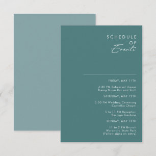 Cartão De Informações Dusty Boho   Calendário Verde e Azul dos Aconteci