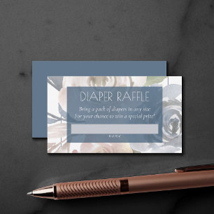 Cartão De Informações Dusty Floral Fralda Chá de fraldas Raffle
