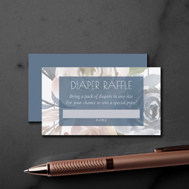 Cartão De Informações Dusty Floral | Fralda Chá de fraldas Raffle (Criador carregado)