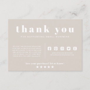 Cartão De Informações Dusty Pink Boho Obrigado Encomenda Pequenas Empres