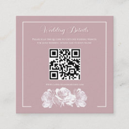 Cartão De Informações Dusty Pink Calligraphy QR Info Wedding