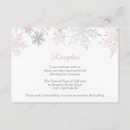 Cartão De Informações Dusty Pink e Recepção de casamento de Flocos de Ne