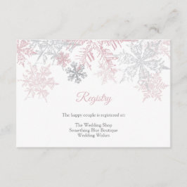 Cartão De Informações Dusty Pink & Silver Snowflakes Registro de Casamen