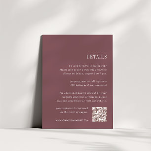 Cartão De Informações Dusty Plum Detalhes do casamento All-in-One
