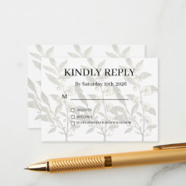 Cartão De Informações Dusty Purple Silver Gray Floral Rustic RSVP Card