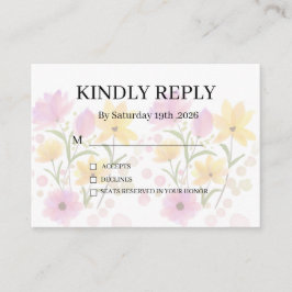 Cartão De Informações Dusty Purple Silver Gray Floral Rustic RSVP Card