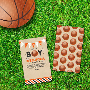 Cartão De Informações É um menino! Fralda de basquete Raffle