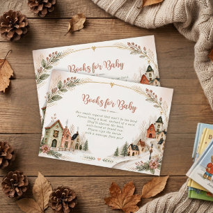 Cartão De Informações É uma aldeia Festa de Bebê Vintage de Inverno