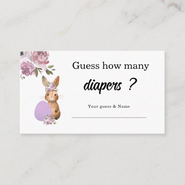 Cartão De Informações Easter Baby Shower | Guess how many Baby (Frente)