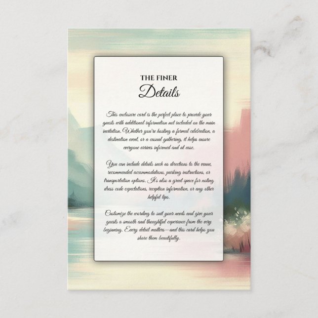 Cartão De Informações Ecos Suaves das Montanhas (Frente)