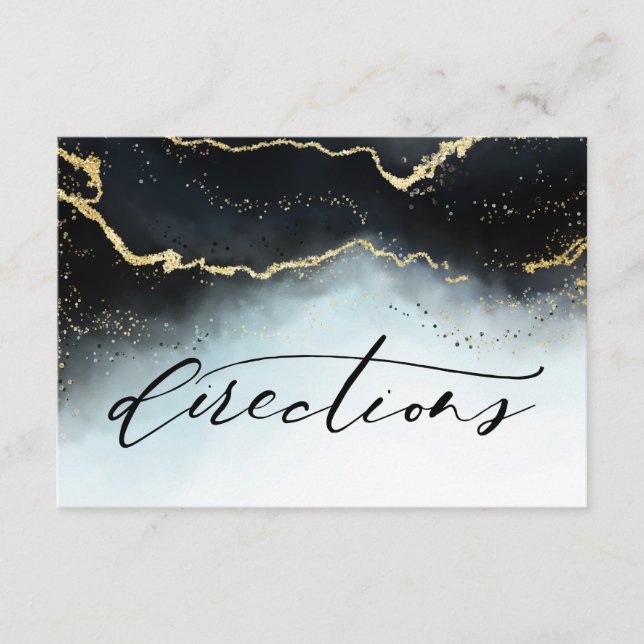 Cartão De Informações Eethal Mist Ombre Marinho Blue Wedding Directions (Frente)