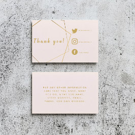 Cartão De Informações Efeito cor-de-rosa e ouro Links sociais Inserir pl