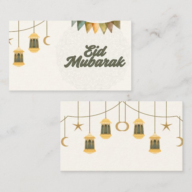 Cartão De Informações Eid Mubarak Cards (Frente/Verso)