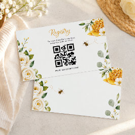 Cartão De Informações Ela Encontrou Seu Mel Elegante Floral Dourado Pers