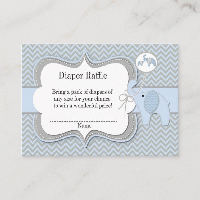 Cartão De Informações Elefante Baby Raffle Chevron Impressão (Frente)
