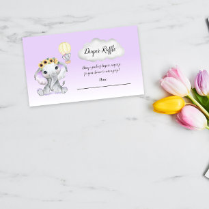 Cartão De Informações Elefante Balão de Ar Quente Bebê Fralda Roxo Raffl