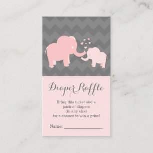 Cartão De Informações Elefante Bebê Derraper Raffle Ticket Cinza Rosa