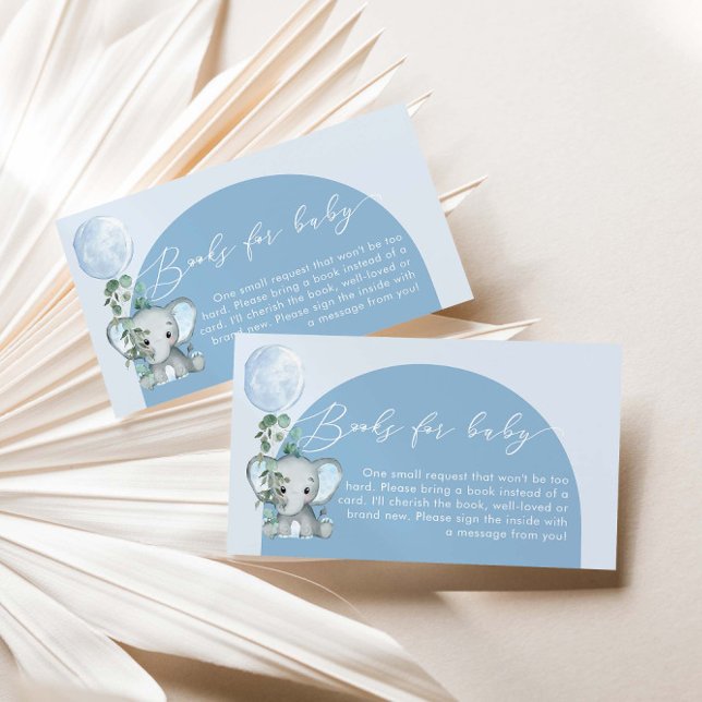 Cartão De Informações Elefante Com Livros De Chá de fraldas De Balões Pa (Criador carregado)
