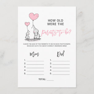 Cartão De Informações Elefante de GAME de chás de fraldas - Quantos anos