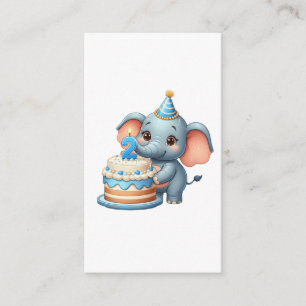 Cartão De Informações Elefante Fofo 2º Aniversário