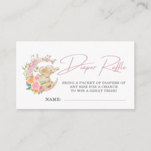 Cartão De Informações Elefante - Fralda Floral Moon Raffle