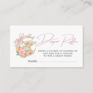 Cartão De Informações Elefante - Fralda Floral Moon Raffle