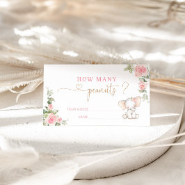 Cartão De Informações Elefante rosa adivinha quantos amendoins