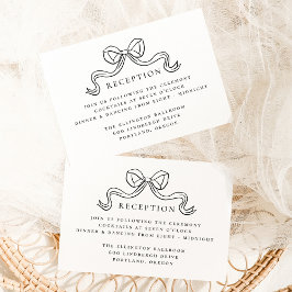 Cartão De Informações Elegância Clássica Recepção de Casamento com Laço 