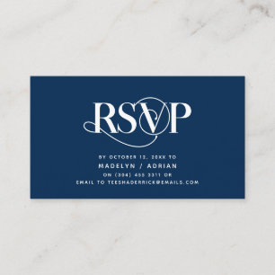 Cartão De Informações Elegância Clássica, Script Azul Marinho, resposta 
