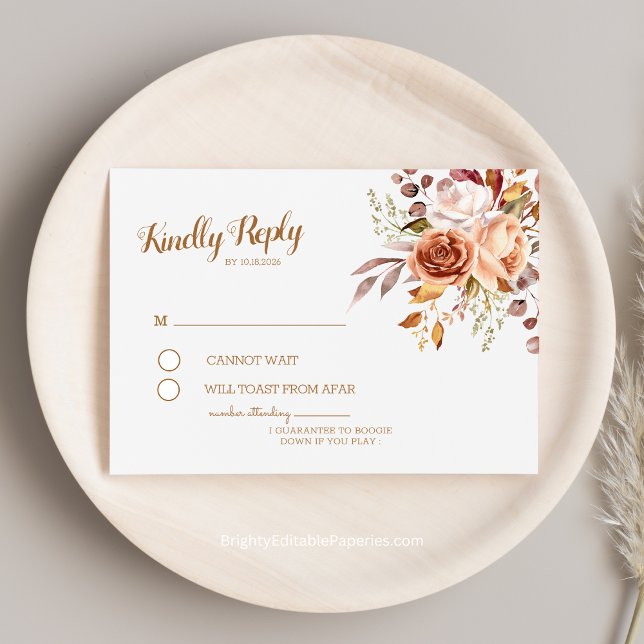 Cartão De Informações Elegância de Outono - Dália de Terracota em Aquare (Experience the warmth of autumn with our Terracotta Dahlia Watercolor RSVP Enclosure Card.)