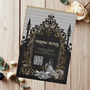 Cartão De Informações Elegância em prata e preto.