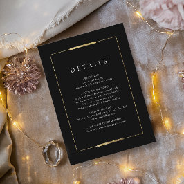 Cartão De Informações Elegância Emoldurada Detalhes de Casamento Preto S