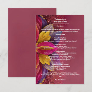 Cartão De Informações Elegância Floral, Coleção Casamento Brilho Rosa