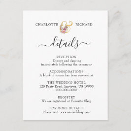 Cartão De Informações Elegância Simples, Detalhes do Casamento