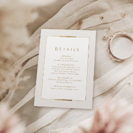Cartão De Informações Elegância Simples Moldura Casamento Moderno Detalh