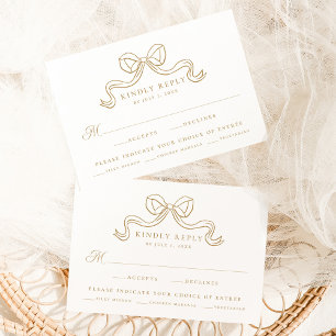 Cartão De Informações Elegância Vintage Arco Dourado Resposta Casamento
