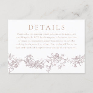 Cartão De Informações Elegância Vintage: Detalhes do Casamento Clássico