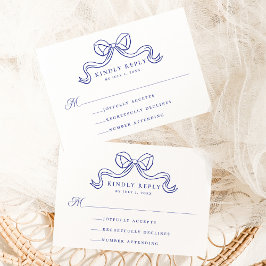 Cartão De Informações Elegância Vintage Resposta de Casamento Arco Azul 