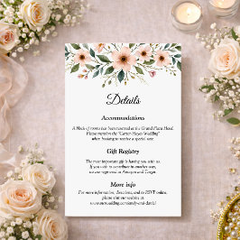 Cartão De Informações Elegant Anemone Wildflower Botanical Wedding 