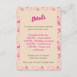 Cartão De Informações Elegant Beige & Blush Pink Floral Wedding