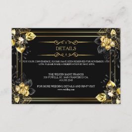 Cartão De Informações Elegant black and gold summer wedding