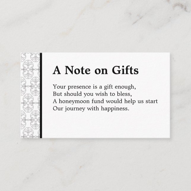 Cartão De Informações Elegant Black and White Art Deco Style (Frente)