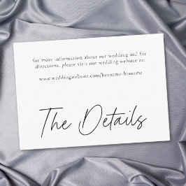 Cartão De Informações Elegant Black White Minimalist Wedding