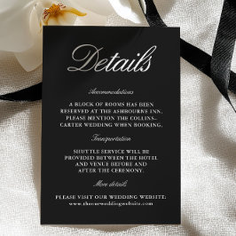 Cartão De Informações Elegant Black & White Wedding Enclosure Card