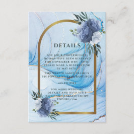 Cartão De Informações Elegant Blue & Gold Wedding Enclosure Card 