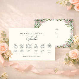 Cartão De Informações Elegant Blush Garden Wedding Timeline