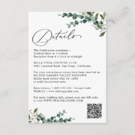 Cartão De Informações Elegant Botanical Greenery QR Code Wedding Details