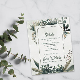 Cartão De Informações Elegant Botanical Greenery Wedding Details