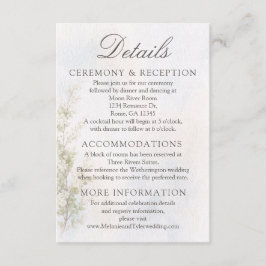 Cartão De Informações Elegant Botanical Wedding/Reception Details Card